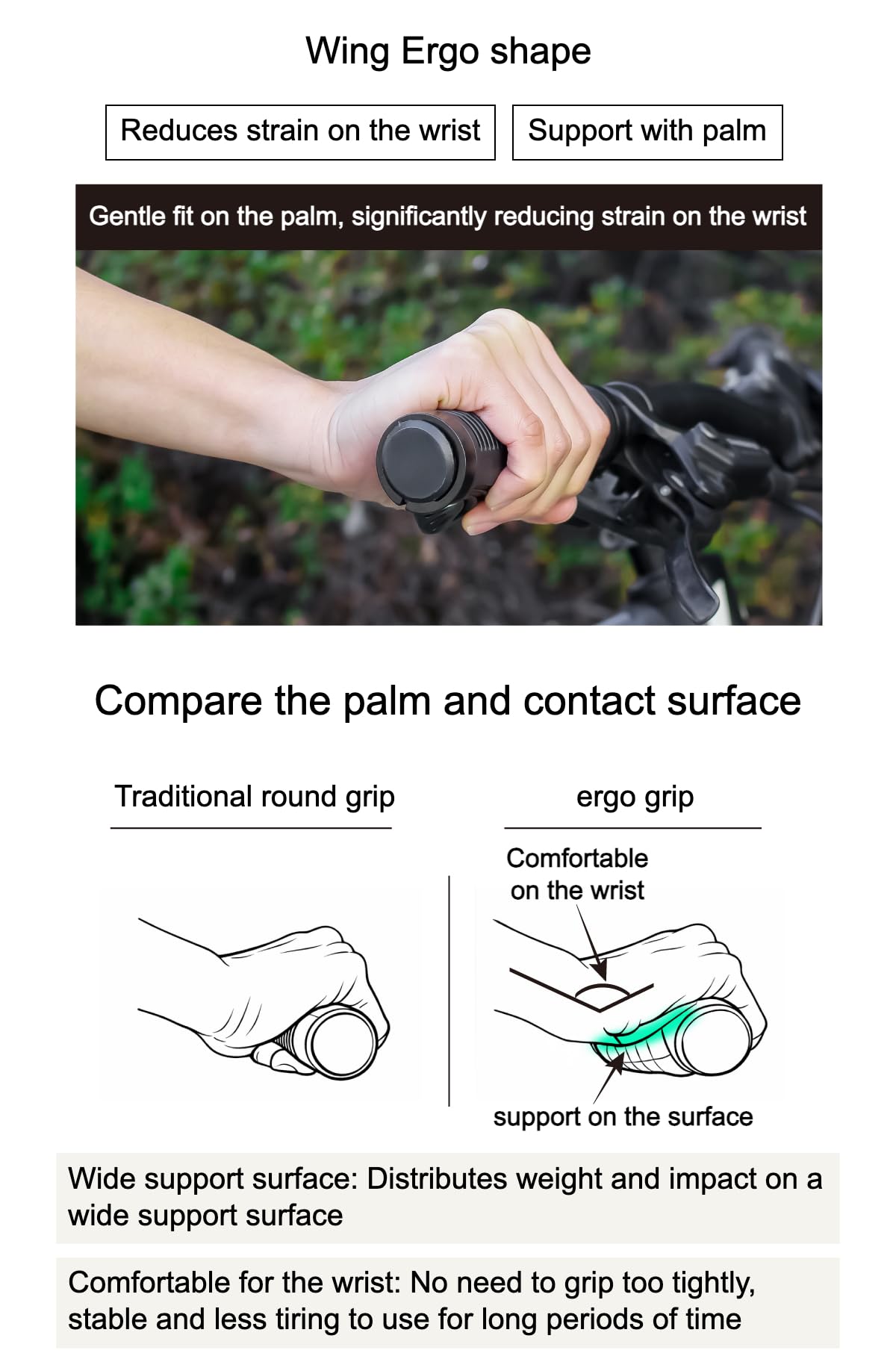 GORIX Bike Ergo Grips Lock On Less Fatigue&Tuffiness & Stickiness Manillar Bicicleta de Montaña (GAJA900)