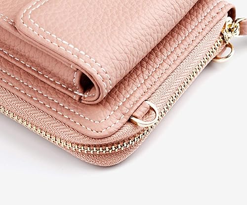 Miniatura 6 de Bolsa cruzada de piel para teléfono celular, con ranuras para tarjetas con protección de interferencia de radiofrecuencia (RFID), de cuero, para