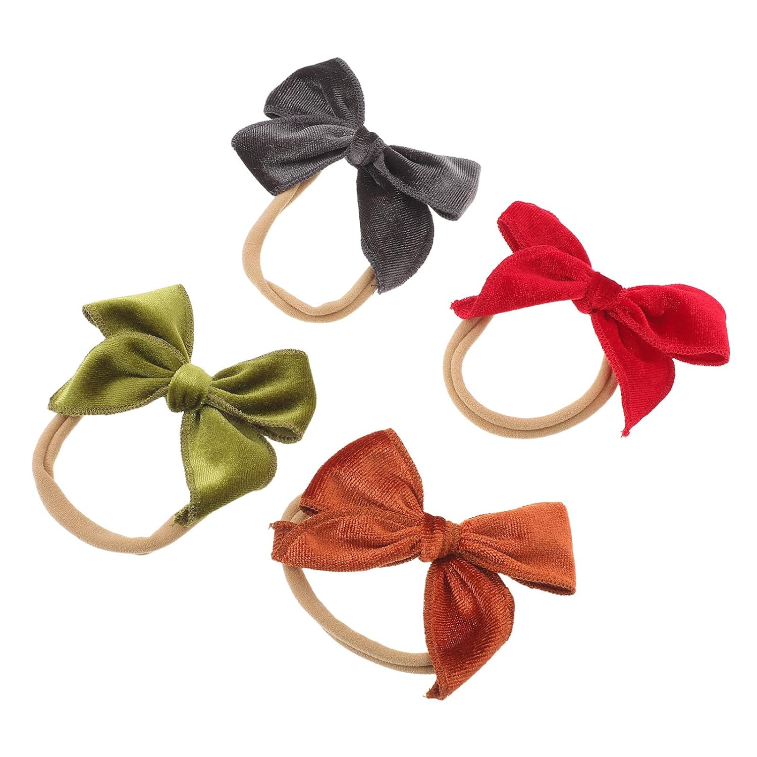 Toddmomy Hairbands Bow Materials, Versatile Gentle and Styling 4pcs Velvet Headbands, Soft Super Stretchy for Parties and Photo Sessions