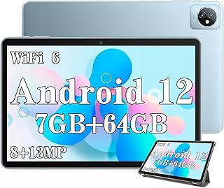 Android Tablet, 【Newly Upgraded WiFi6】Blackview 10 Inch Tablets Tab 8 WiFi, 7GB+64GB/TF 1TB 6580mAh, HD+IPS Display 13MP+8MP Daul Camera, Android 12 Tablet for Kids, BT5.0/Metal Body/Google GMS, Blue