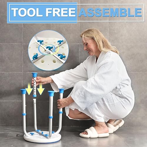 Miniatura 5 de Silla de ducha ajustable para ducha interior, taburete de ducha redondo elegible para HSAFSA para bañera interior, asiento de ducha sin herramientas