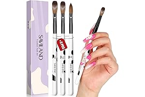 Young Nails Kit: 3-Piece Professional Kolinsky Sable Acrylic Brush Set for Beginner & Professional