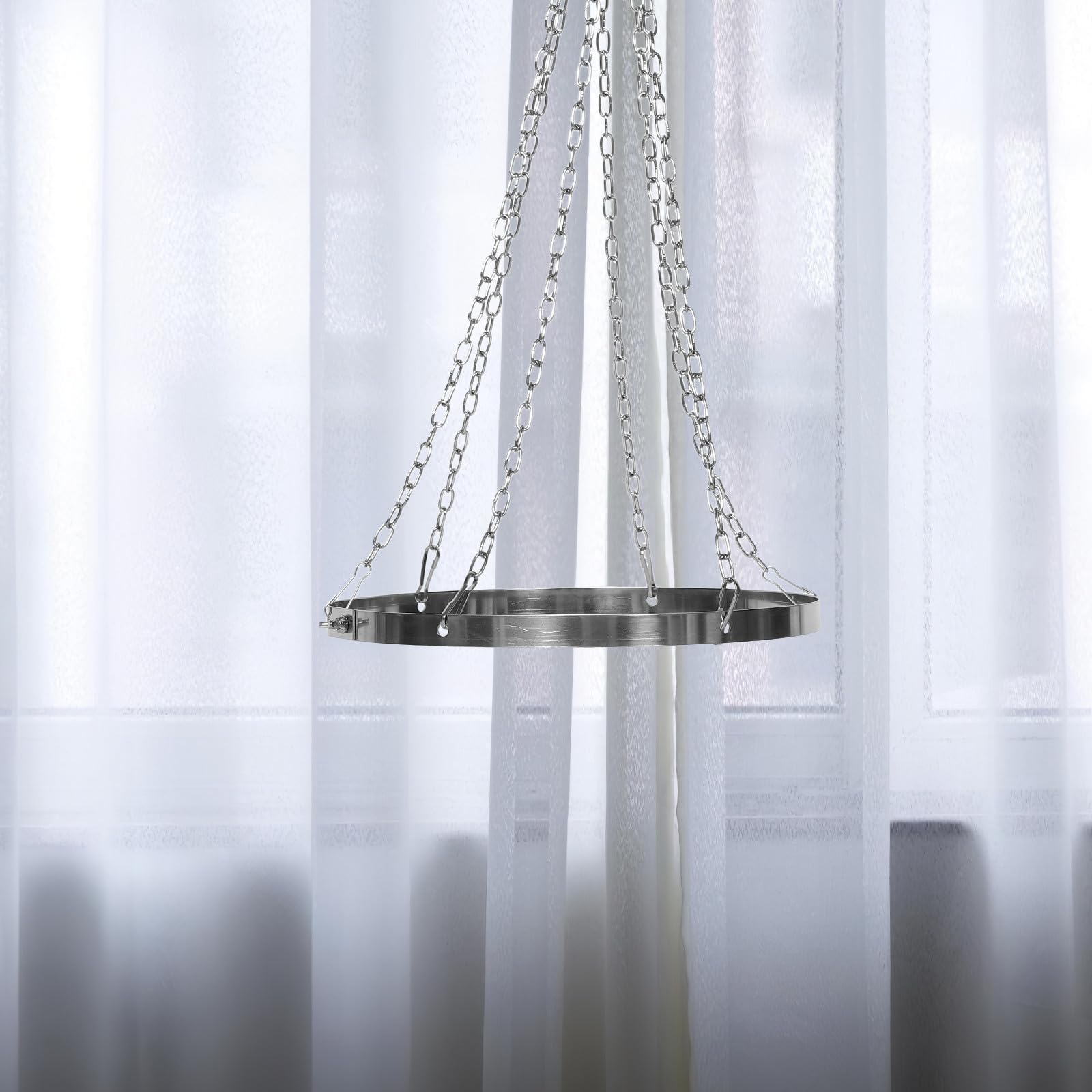 Luxshiny Support de Suspension de Rideaux de Plafond en Acier Inoxydable 30 cm, Anneau de Fixation pour Voilage, Installation Facile pour Chambres et lieux de Mariage