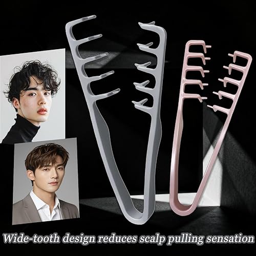 Miniatura 7 de Peine texturizado, peine voluminizador de dientes anchos, peine de pelo rizado de dientes anchos esponjosos, peine texturizado para hombre,