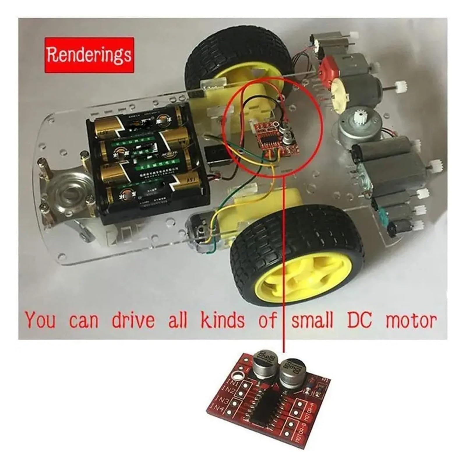 Mini controlador de motor de CC L298N, MX1508 Mini controlador de velocidad PWM de doble canal 1.5A de 2 vías Puente H dual Reemplazar paso a paso