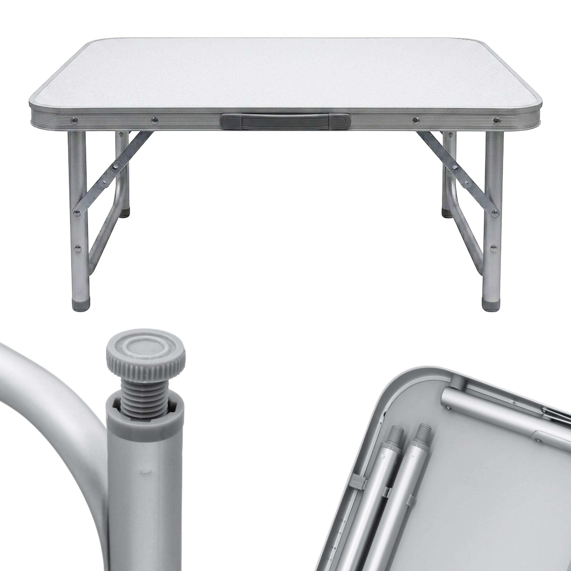 Spetebo Alu Camping Klapptisch sehr leicht - 75 x 55 cm - höhenverstellbar von 25 bis 59 cm Alu Campingtisch