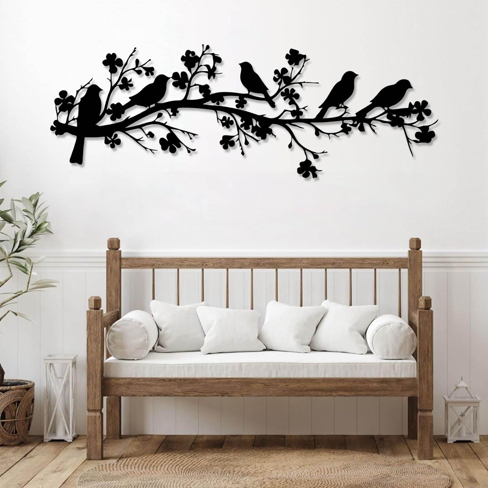 Generico Decorazione murale in Metallo Uccelli su Ramo Decorazione murale in Metallo Uccelli in Metallo Decorazione murale Uccello su Ramo Fiorito Decorazione murale Natura Decorazione mur