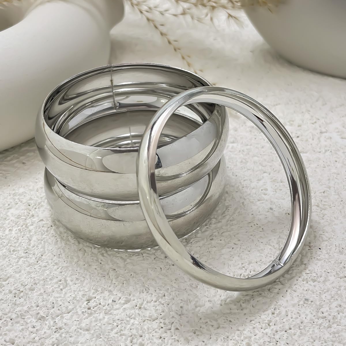 Chunky Gold Bangle Bracelets for Women Stack Wide Wrist Cuff Bracelets Statement Bangle Fashion Jewelry Gift Accessories - Image 5