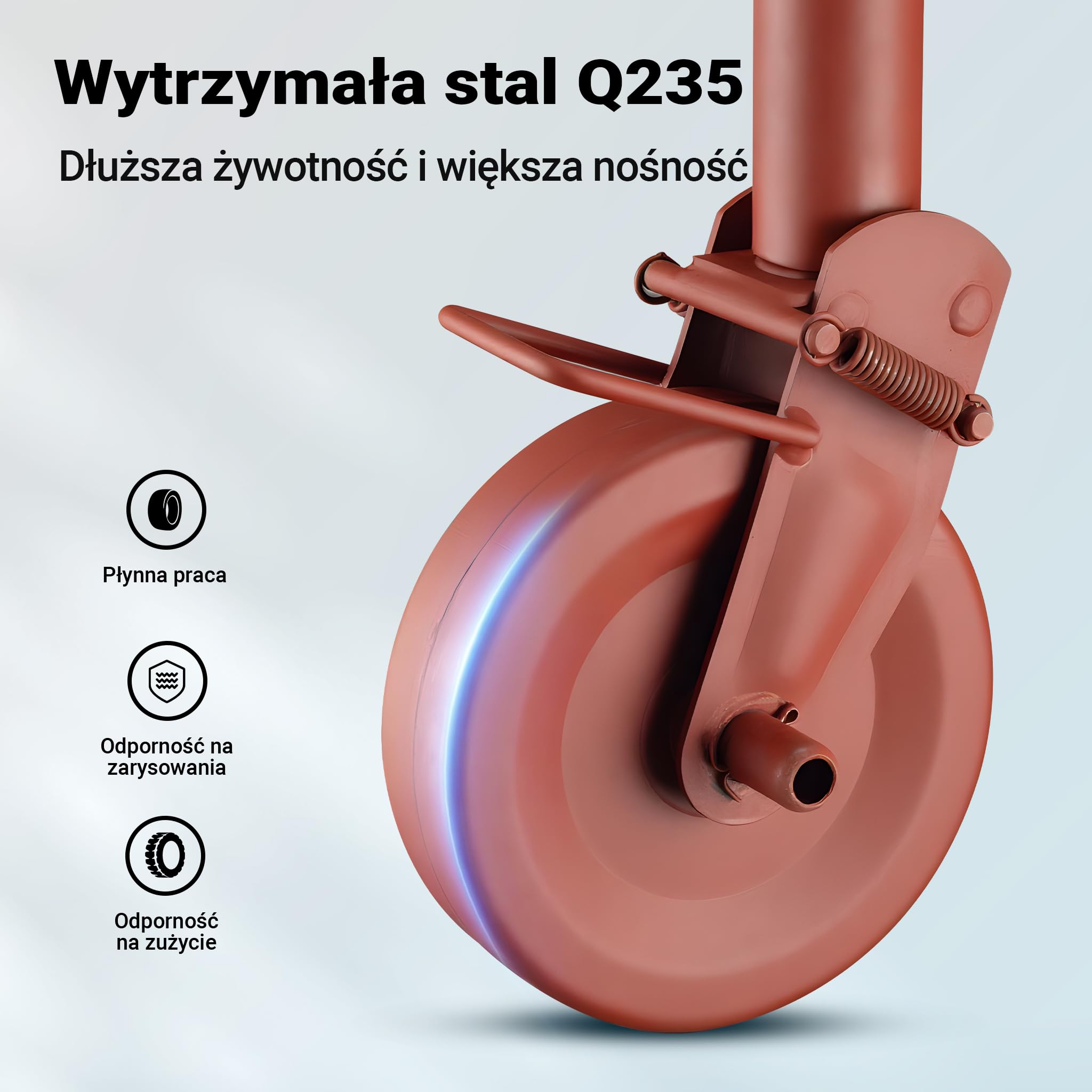 Wiltec Półautomatyczne koło podporowe do przyczepy do 1000kg z kołem ze stali Q238 np. do traktora