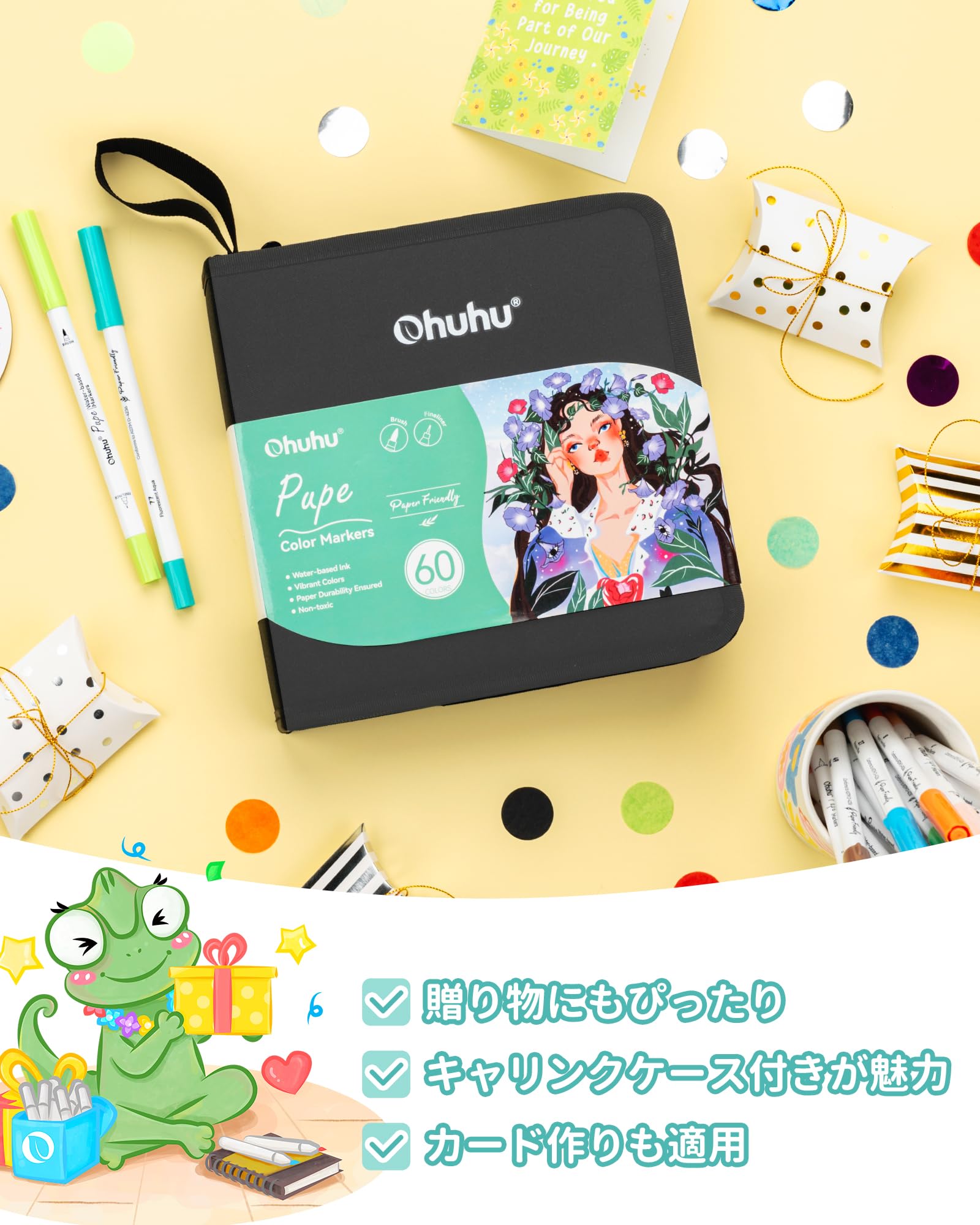 Amazon.co.jp: Ohuhu イラストマーカー 紙にやさしい 筆・極細 ツイン