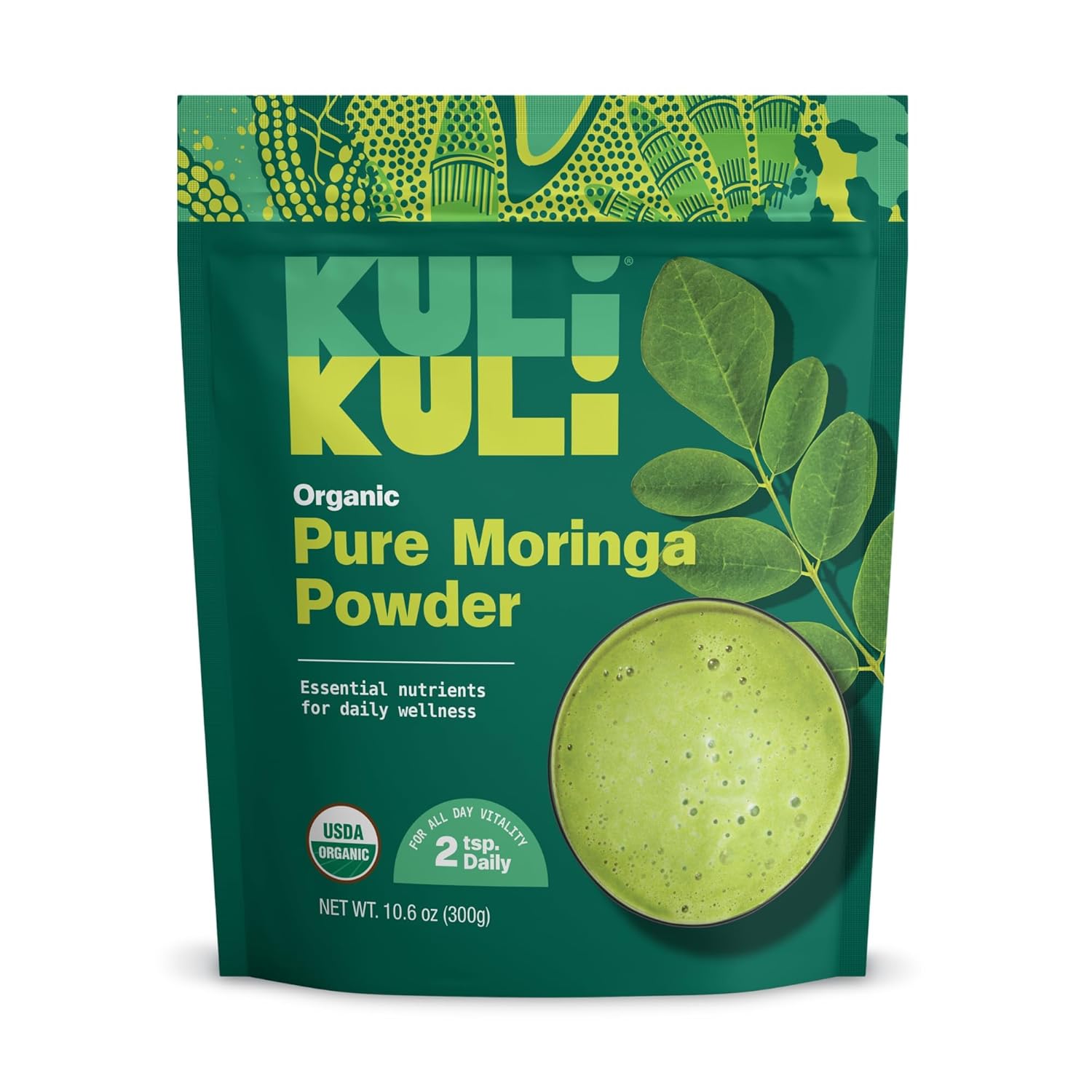 Kuli Kuli Moringa Oleifera Organic Leaf Powder & Green Smoothie, 100% Pure USDA Certified & Non-GMO Moringa Powder