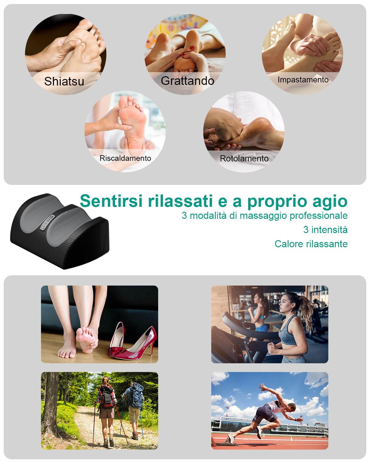 LAOBEN Massaggiatore Per Con Riscaldamento, Massaggia I Muscoli Di Gambe E Piedi, Massaggiatore Per Piedi E Polpacci Con Rulli Massaggianti, Regalo Per Mamma, Papà E Amici