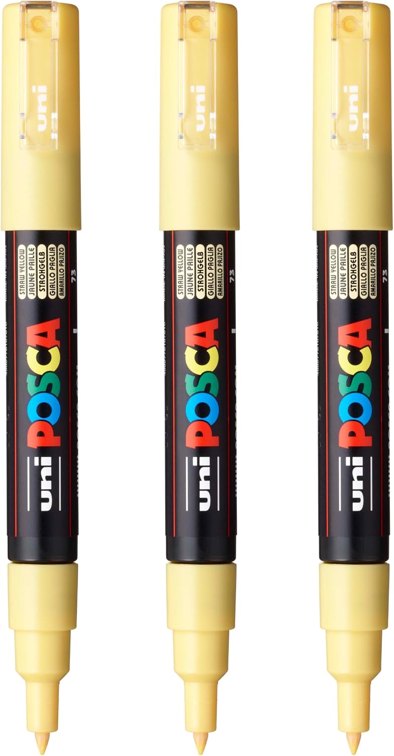 posca PC-1M Water-Based Paint Markers, Extra Fine Tip (0.7mm), Black, 3 Count