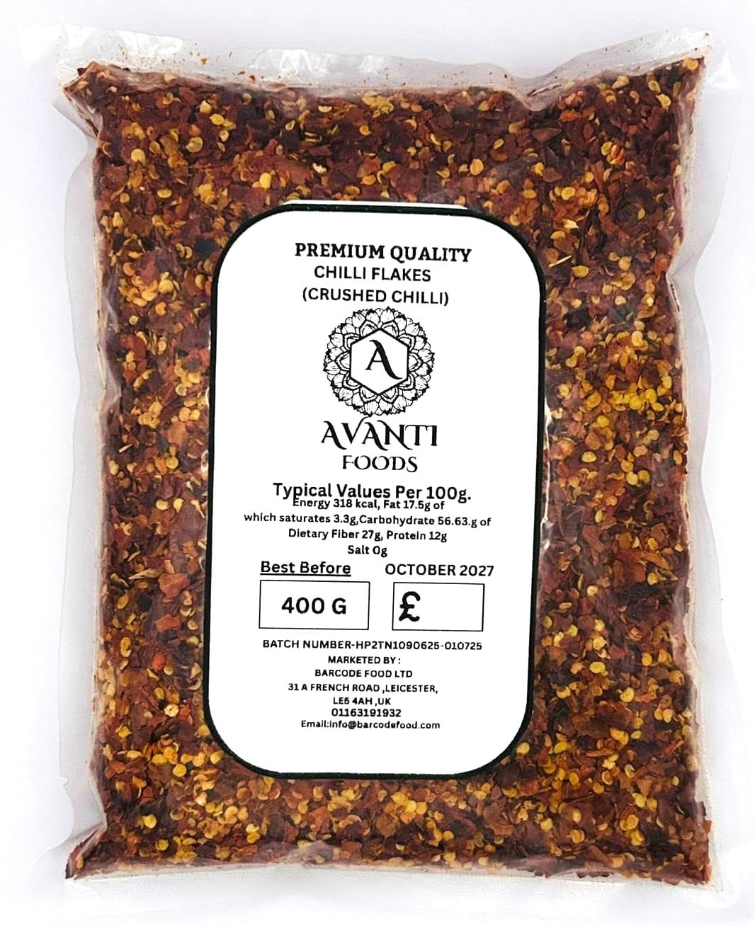 Premium Chilli Flakes 400g | 100% Natural & Sun-Dried Red Chillies | Adds Spicy Flavor to Pizza, Pasta, Soups & Snacks | No Preservatives | Hygienically Packed