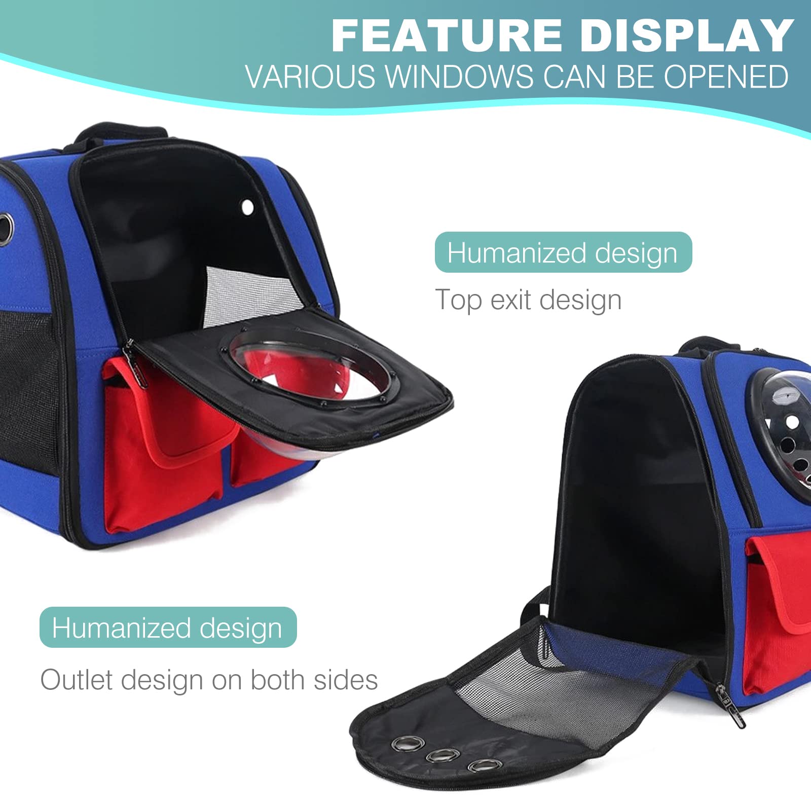 PETCUTE Mochila para Gatos,Mochila Transportín Perro,Plegable Mochila para Transporte de Mascotas con Cápsula Espacial Ventilada,Mochila Transportín Gato con Cama de Felpa Suave,Aerolínea Aprobada
