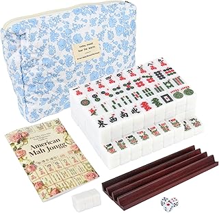 Travel American Mahjong Tile Set with Floral Bag