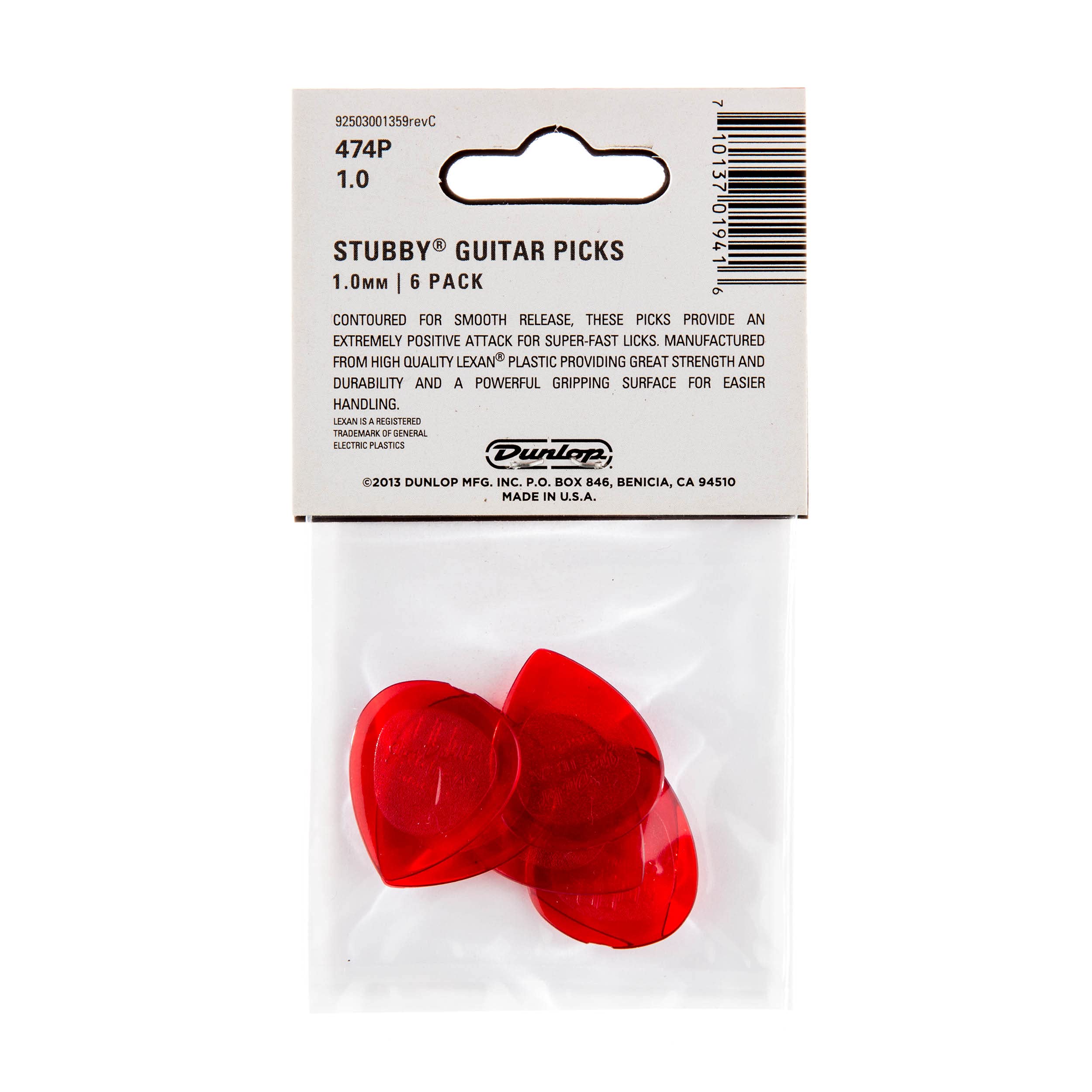 Amazon.com: Jim Dunlop Stubby 1.0mm Guitar Picks - 6 Pack