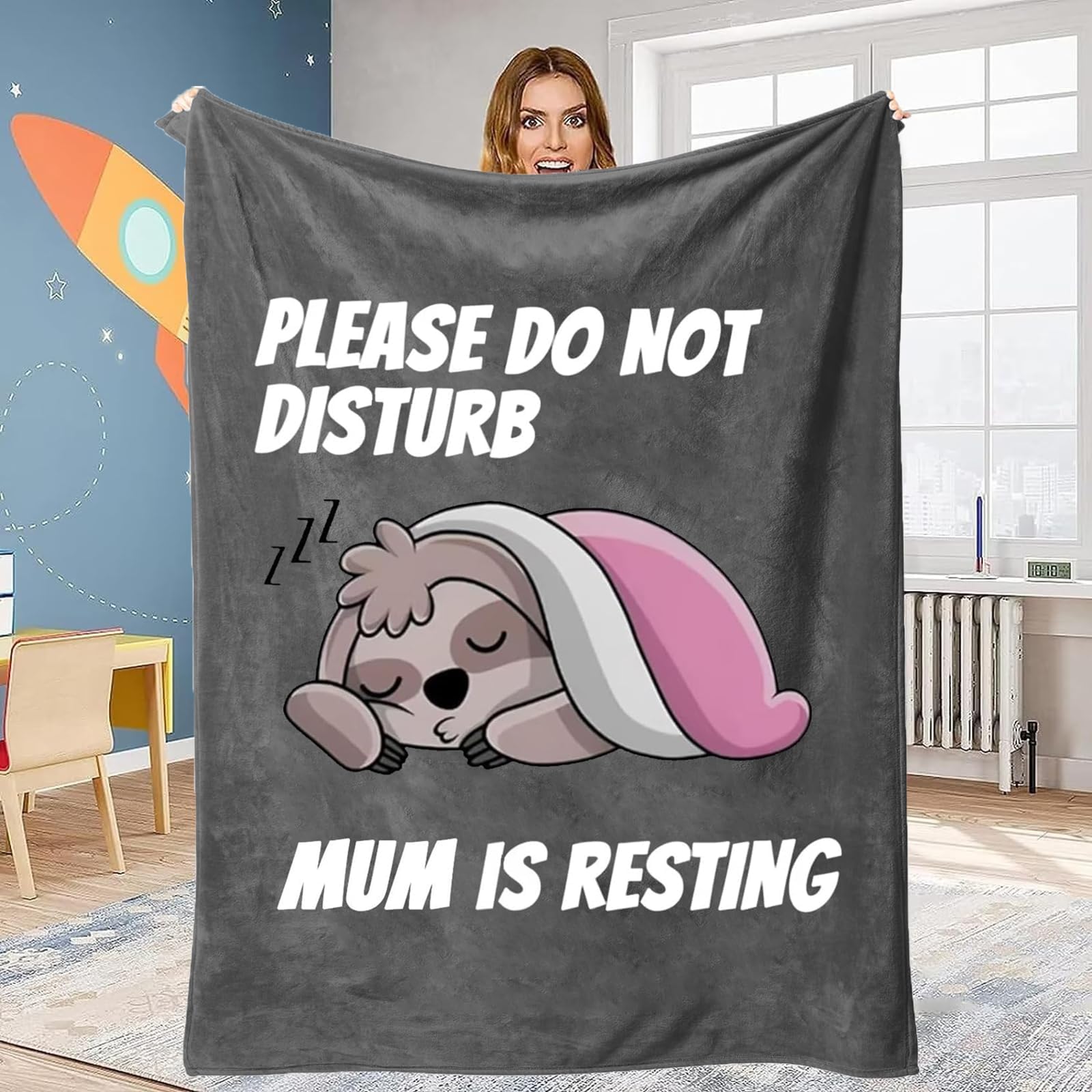 WJMSDK Mum Gifts, Funny Sloth Blanket Gifts for Mum from Daughter Son, Mum Birthday Gifts, Presents for Mum Mummy on Valentine's Mothers Day Christmas, Best Mum Ever