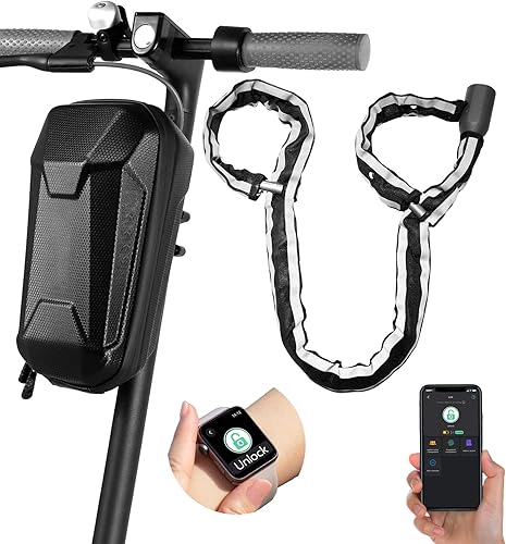 Anweller Cerradura de cadena para scooter, accesorios de scooter eléctrico, huella dactilar sin llave biométrica inteligente Bluetooth aplicación