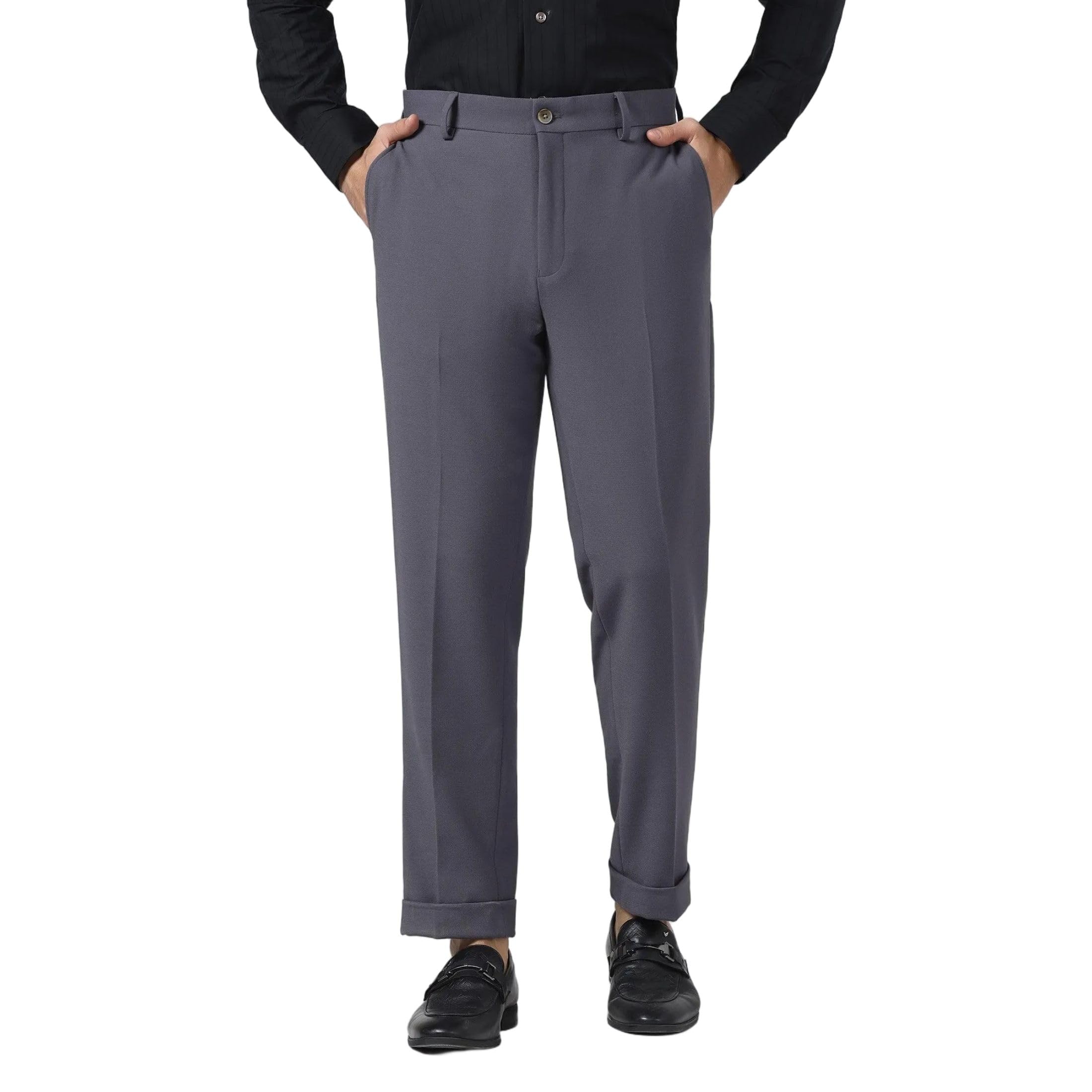 blackberrys Men's Polyester Blend Self-Design Regular Formal Trousers-picture-30