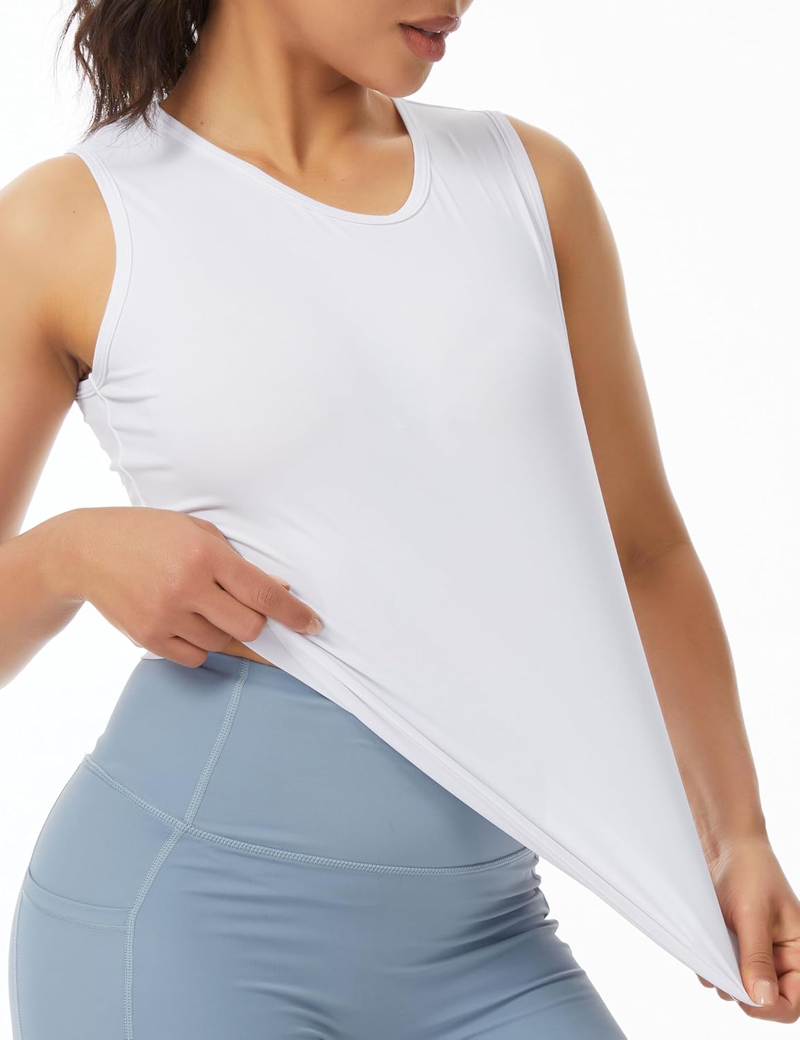 Dragon Fit Women's Workout Tank Tops Side Ruched Fitted Crop Top Basic Gym Athletic Sleeveless Shirts