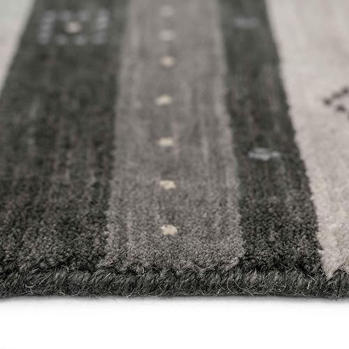 Miniatura 4 de Gava - Alfombra rectangular tejida a mano color carbón de 3 pies x 5 pies 0 pulgadas