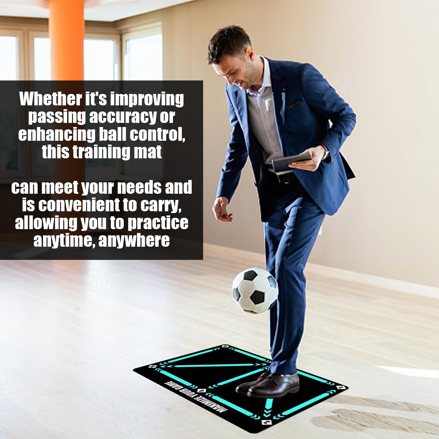 YUJUVI Voetbaltrainingsmat, trainingsmat, 90 x 60 cm, antislip