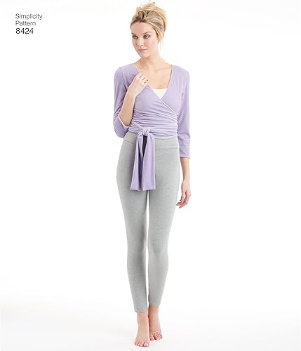 Miniatura 5 de Simplicity US8424A - Leggings para mujer, parte superior envolvente, camiseta sin mangas y patrones de costura, tallas XXS-XXL