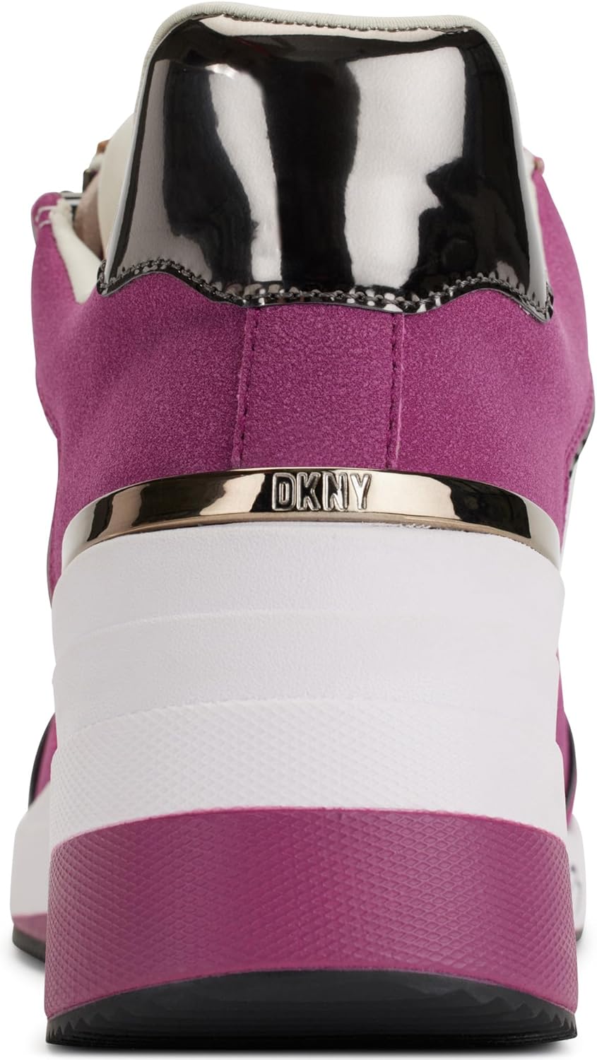 DKNY Women's Kaden Lace Up Wedge Sneaker with Side Zipper