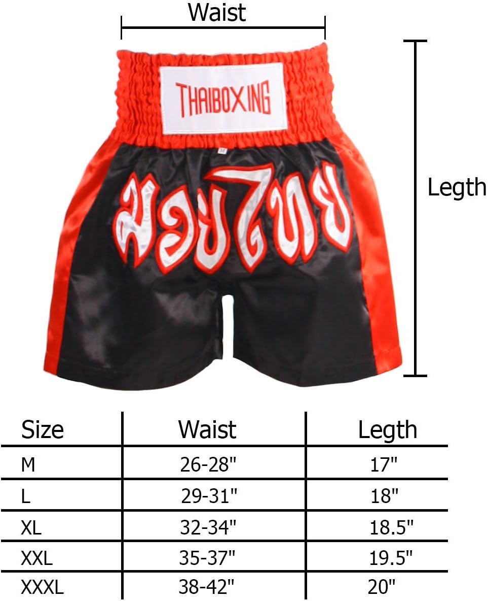 Boxing Shorts Thai Muay Kick MMA Fight MMA Training Trunks Satin Trousers S-3XL Black Red