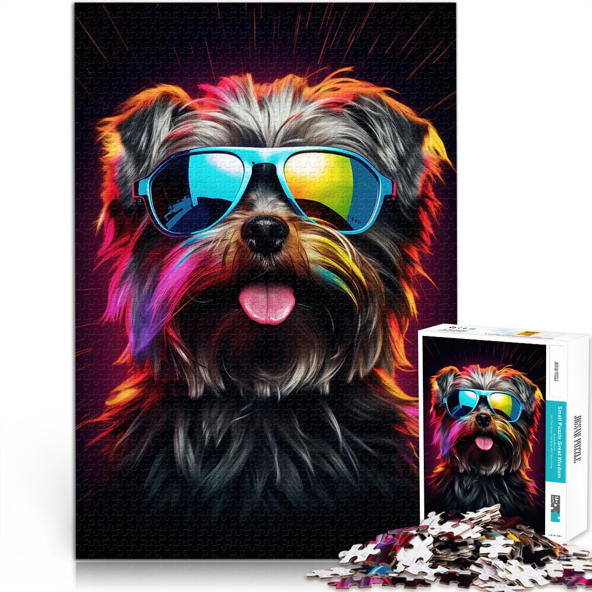 Jigsaws 1000 Pieces for teenagers Retro Yorkie lustige Spiele für die ganze Familie einzigartiges Herausforderungsspiel52x38cm — image 1