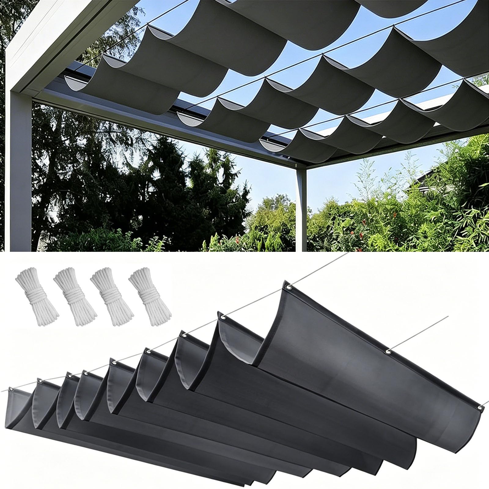 Voile d'ombrage pour balcons et terrasses store enroulable 90x470 cm