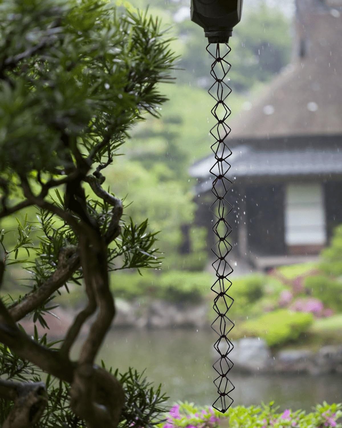 Amazon | 雨鎖 鎖樋 雨樋用金属製黒色雨樋チェーン、2 2.2 2.4