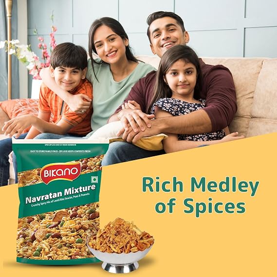 Bikano Navratan Mixture | Crunchy & Spicy Indian Snack | Protein & Fiber-Rich | Tea-Time & Anytime Snack | Premium Quality Ingredients | Fresh & Hygienic Pack | 350g