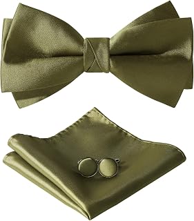 Bow Ties for Men Formal Satin Bowties Pre-tied Style Classic Tuxedo Bowtie & Handkerchiefs Cufflinks Sets for Wedding
