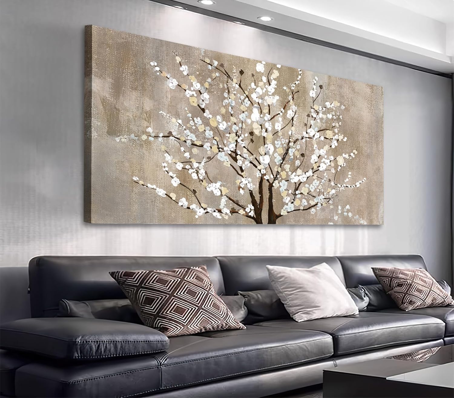 Flower Canvas Wall Art for Living Room & Bedroom - Plum Blossom Canvas Wall Pictures - Abstract Elegant Floral Canvas Prints - Framed & Ready to Hang - 20" x 40" Plum Blossom Flowers Wrapped Canvas 40"L x 20"W