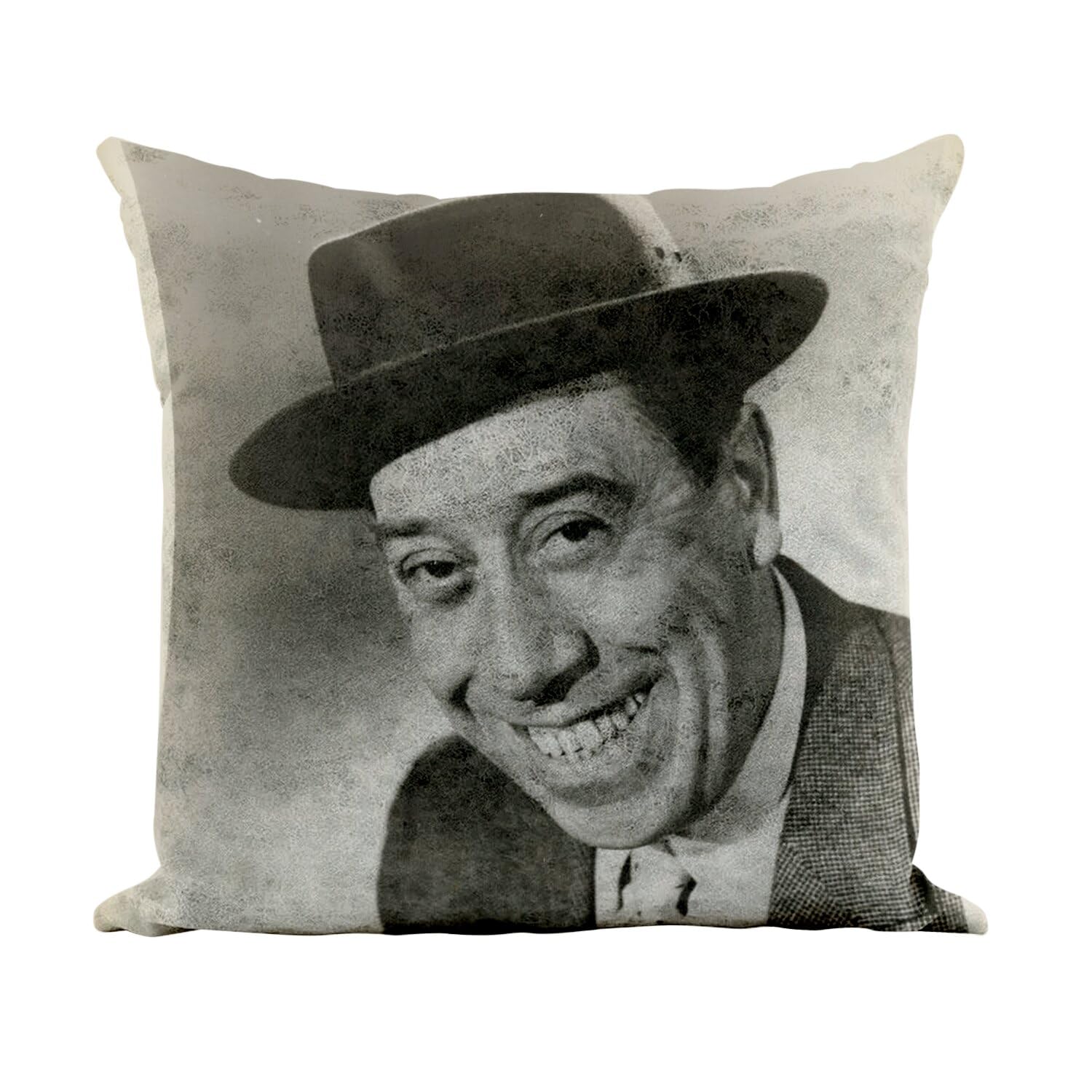 Coussin Fernandel en similicuir blanc 40x40 cm avec housse