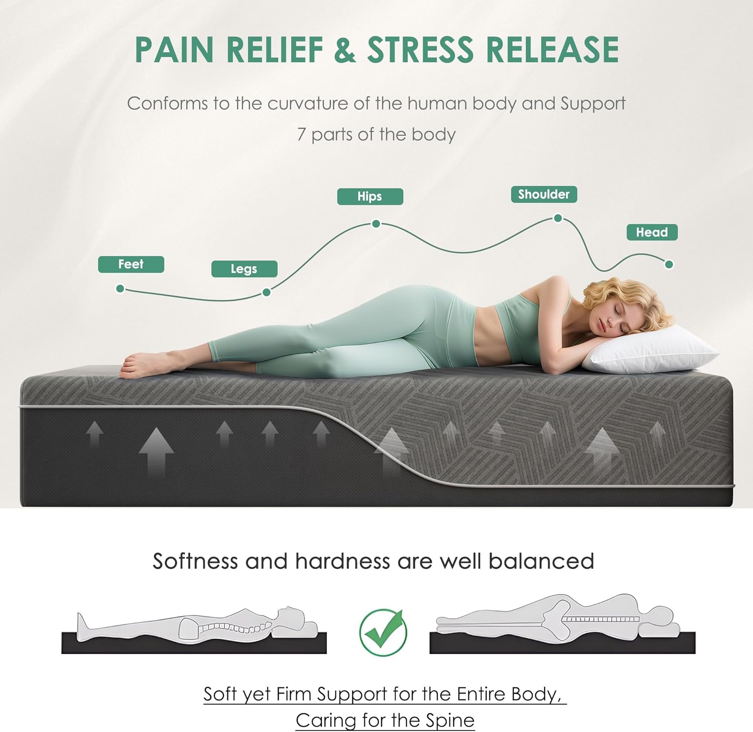 Rejuvenating 12-Inch Queen Memory Foam Mattress with Charcoal & Green Tea...