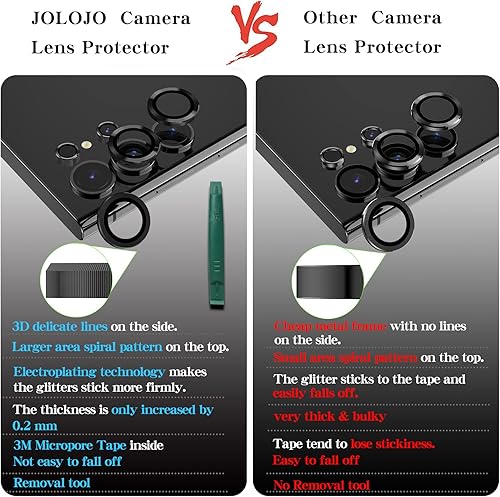 Miniatura 2 de Paquete de 5+5 protectores de lente de cámara compatibles con Samsung Galaxy S23 Ultra, fácil instalación y vidrio templado de lente