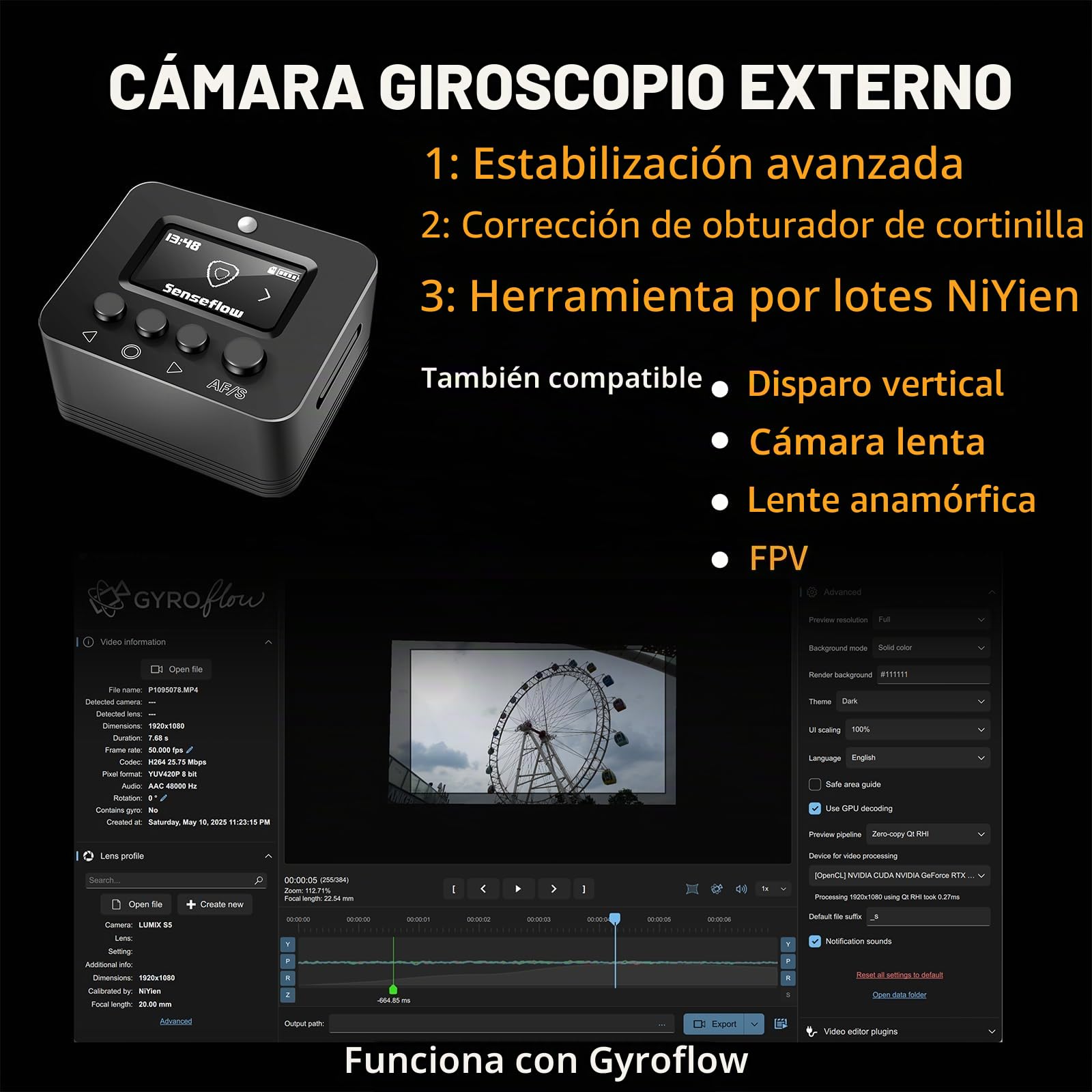 NiYien - Carcasa estabilizadora para cámara de fotos (giroscopio, giroscopio, giroscopio, estabilizador para Canon EOS Rebel T7, 2000D, 4000D, R100, Sony A7M A6300, Nikon, Panasonic, Fujifilm, batería