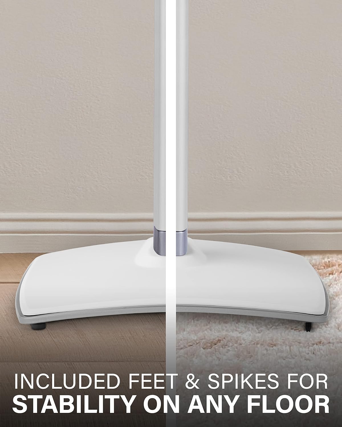 SANUS Adjustable Height Wireless Speaker Stands Designed for Sonos One, One SL, and Play:1 - Tool-Free Adjustment up to 16" and Built-in Cable Management (White)