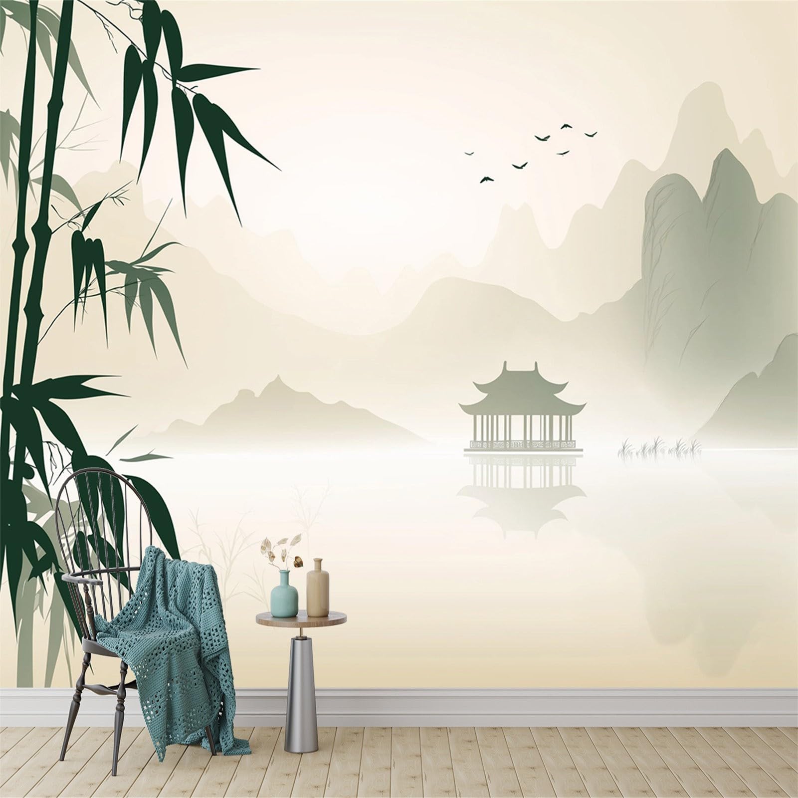 Décoration murale poster jaune 200 x 140 cm tapisserie photo de paysage