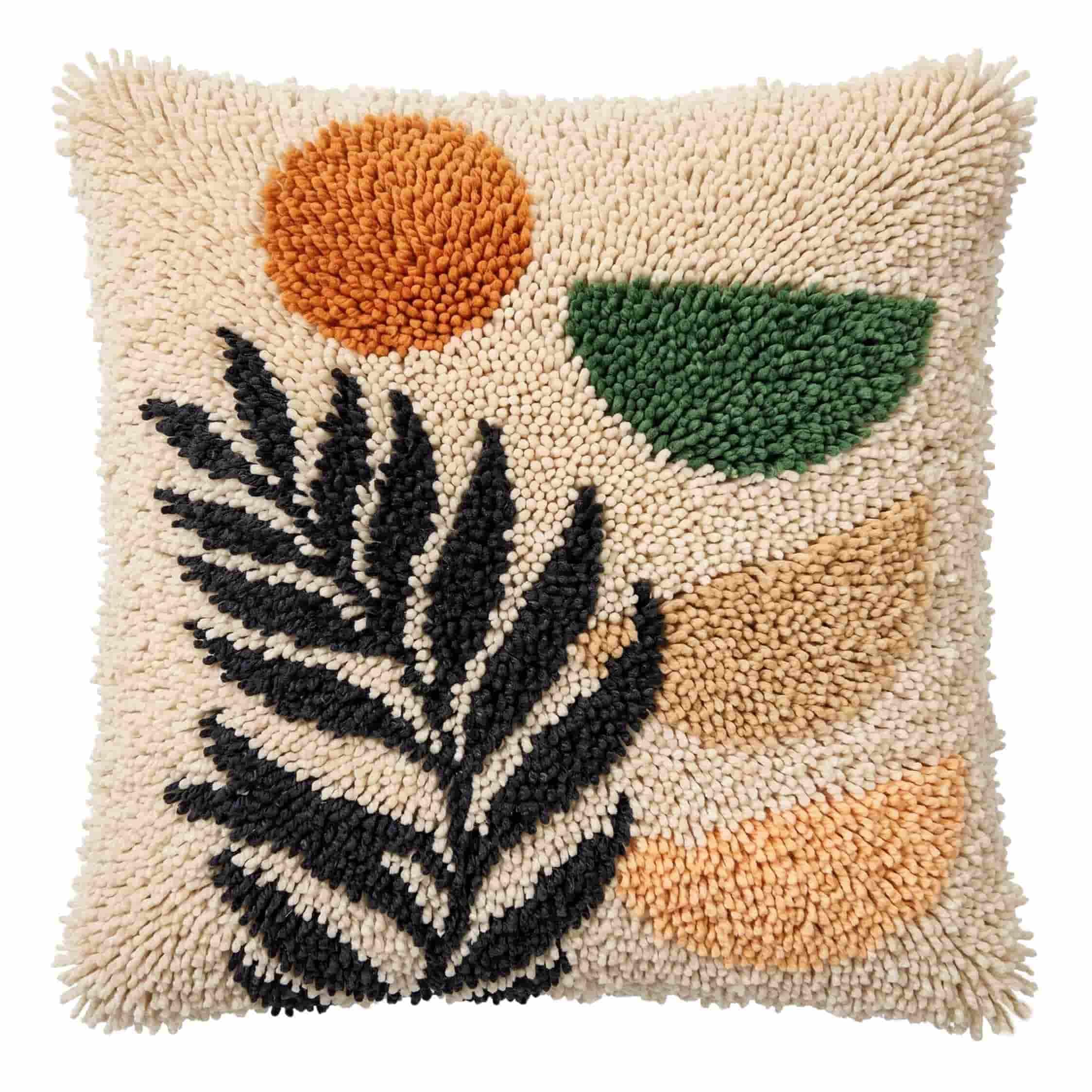 AxiangziK Latch Hook Cushion Kit,Leaf DIY Throw Pillow Cover 43X43Cm