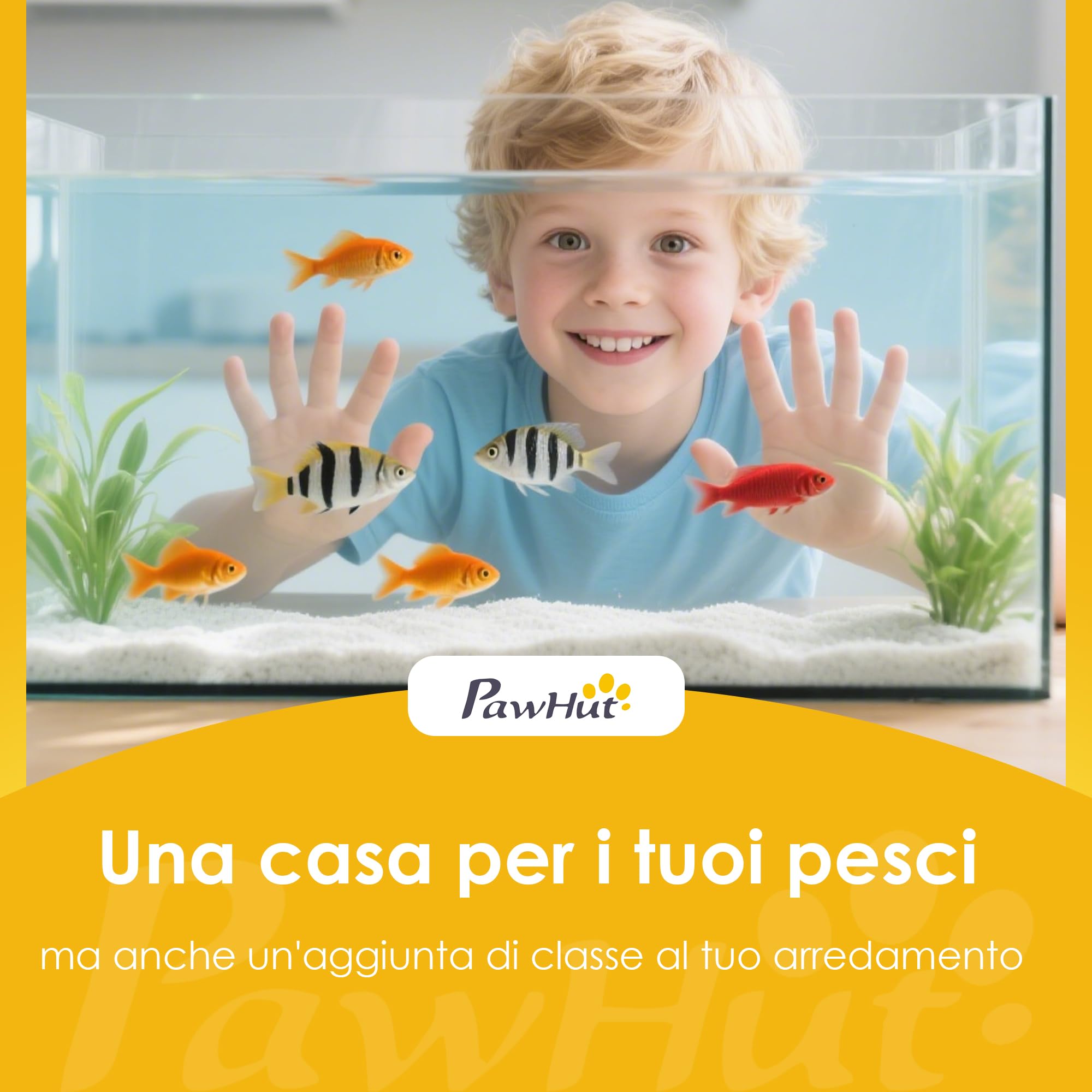 PawHut Acquario in Vetro Temperato 24L, Acquario Completo Piccolo Trasparente con Filtro Integrato, Luce LED e Pompa dell'Acqua per Pesci Tropicali, Pesci Rossi, Casa, Ufficio, 45x25x25.5 cm, Nero