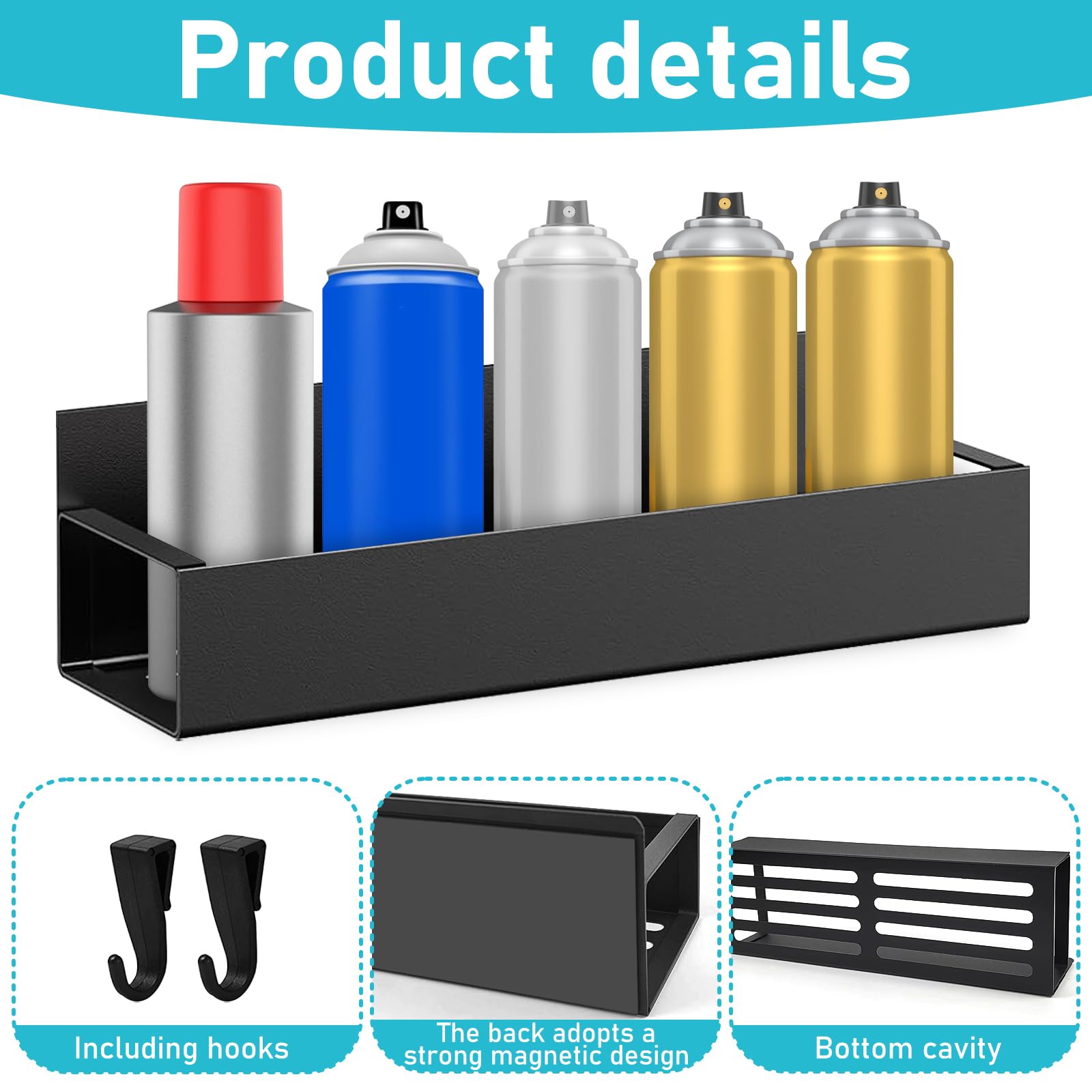 YEXEXINM 4 botes de espray magnéticos para botellas de spray, soporte para botellas de spray, soporte para latas de aerosol, soporte para taller