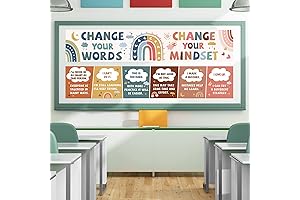 2 Pcs Rainbow Growth Mindset Paper Bulletin Banner Boho Classroom Decorations