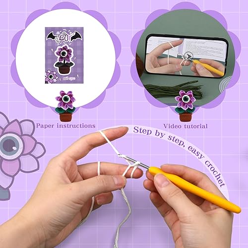 Miniatura 3 de Yizzvb Kit de ganchillo para principiantes, kit completo de ganchillo para principiantes, kits de inicio de ganchillo para adultos con tutoriales en