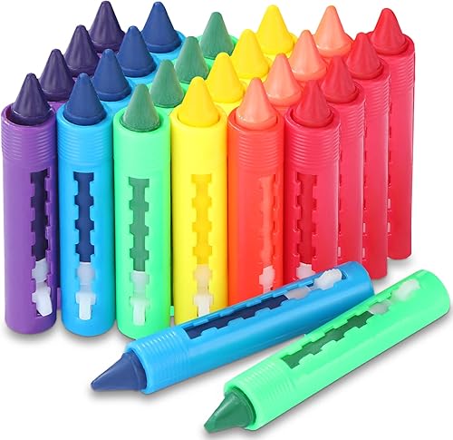 Epakh 24 piezas de crayones lavables para niños pequeños y niños, fáciles de limpiar, coloridos, marcadores de ducha, juguetes, suministros de