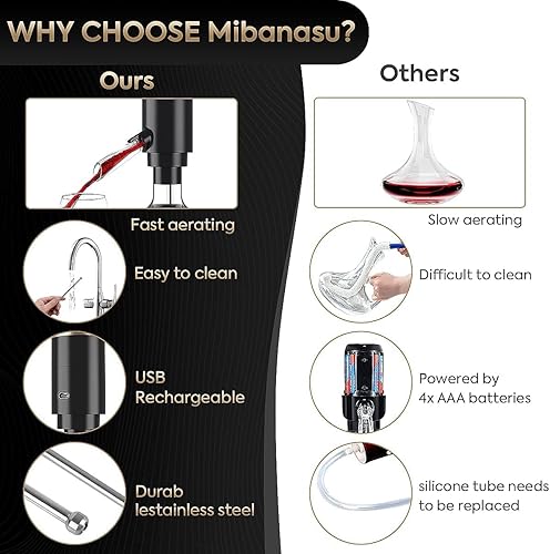 Miniatura 2 de Aireador eléctrico de vino, bomba dispensadora de vino, vertedor automático de vino, decantador de vino instantáneo, oxidante de vino de un solo