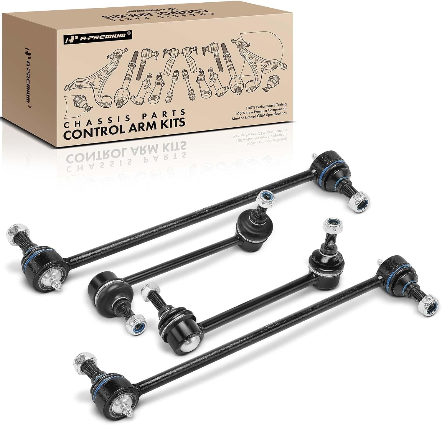 A-Premium Set of 4, Front and Rear Sway Bar Link Stabilizer Link Kit, Compatible with Honda Pilot 2009-2015 & Acura MDX 2007-2013, ZDX 2010-2013